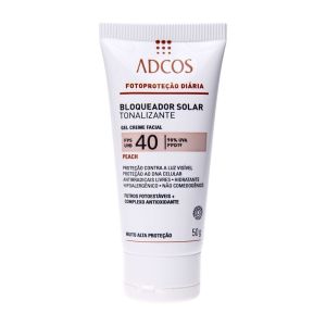 Adcos Protetor Solar Tonalizante Peach Gel Creme Facial Fps 40 Ppd19 Com 50 G