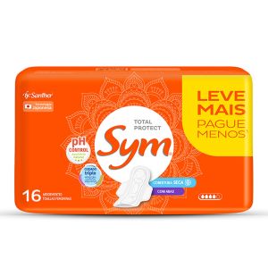Absorvente Sym Total Protect Cobertura Seca Com Abas 16 Unidades Leve Mais Pague Menos