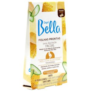 Folha Pronta Para Depilação Facial Mel com Aloe Vera 16 Folhas Depil Bella