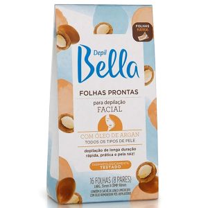 Folhas Prontas Depil Bella Facial Óleo De Argan Com 16 Unidades