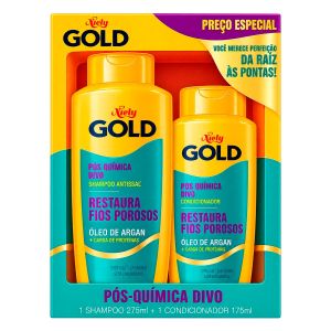 Kit Niely Gold Shampoo e Condicionador Óleo de Argan Pós Química Divo