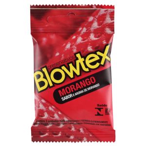 Preservativo Blowtex Aroma e Sabor de Morango Com 03 Unidades