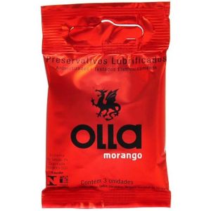 Preservativo Olla Morango Com 3 Unidades
