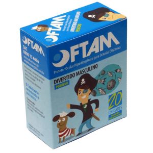 Protetor Ocular Oftam Divertivo Masculino Pequeno Com 20 Unidades
