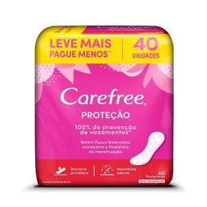 Proteção Diários Carefree Proteção Sem Fragrância Com 40 Unidades