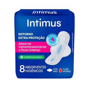 Absorvente Intimus Gel Noturno Cobertura Seca Com Abas Com 8 Unidades