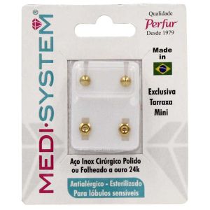 Brincos Medi System Adulto Bolinha Dourado Ref-1021