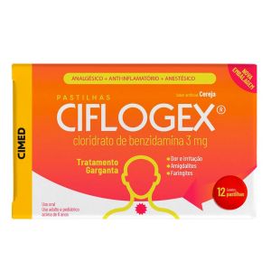 Pastilha De Garganta Ciflogex 3mg Cereja Com 12 Pastilhas