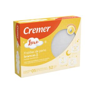 Fralda Cremer Luxo Branca 70X70 Com 05 Unidades