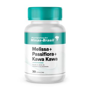 Melissa 200 mg Passiflora 200 mg Kawa Kawa 100 mg 30 Cápsulas