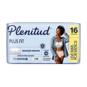 Roupa Íntima Descartável Feminina Plenitud Plus Fit P/M 16 Unidades