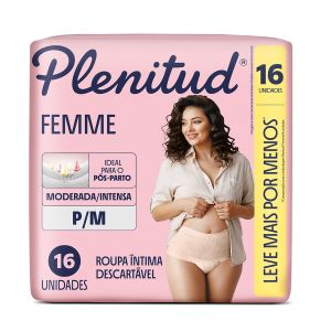 Roupa Íntima Descartável Feminina Plenitud Femme P/M Absorção Moderada a Intensa 16 Unidades