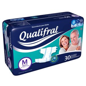 Fralda Geriátrica Tamanho M com 30 Unidades Qualifral