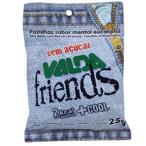 Pastilhas Valda Friends Sem Açúcar Sabor Mentol Eucaliptol C/ 25 G