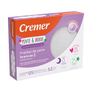 Fralda Cremer Luxo Pinte e Borde Branca Com 5 Unidades
