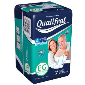 Fralda Geriátrica Tamanho Extra Grande com 7 Unidades Qualifral