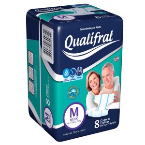 Fralda Geriátrica Tamanho Médio com 8 Unidades Qualifral