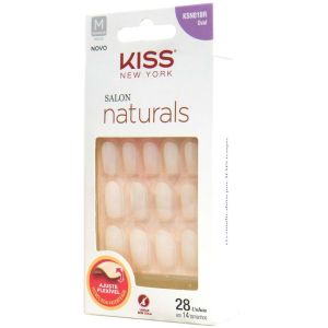 Unhas Postiças Kiss New York Natural Ovais Com 28 Unhas