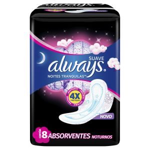 Absorventes Noturnos Noites Tranquilas com 8 Unidades Always Suave