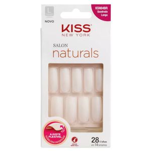 Unhas Postiças Kiss New York Natural Com 28 Unhas Quadradas Longas