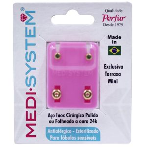Brincos Medi System Infantil Brilhante Dourado Ref-208