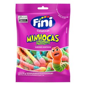 Balas De Gelatinas Fini Minhocas Azedinhas 80g