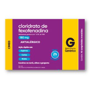 Cloridrato De Fexofenadina 180Mg Com 10 Comprimidos Genérico Cimed