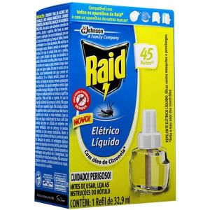 Repelente Raid Elétrico Com óleo de citronela 45 Noites Refil 32,9 Ml