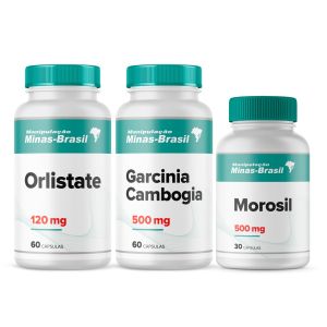 Kit Tripla Ação no Emagrecimento Morosil Orlistate e Garcinia 60 Cápsulas Cada