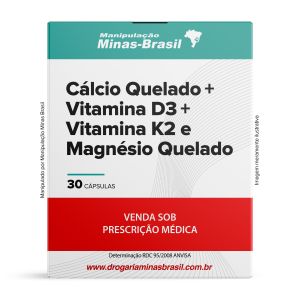 Cálcio Quelado 500 Mg C/ Vit D3 5 Mcg C/ Vit K2 60 Mcg E Magnesio Quelado 200 Mg 30 Cápsulas