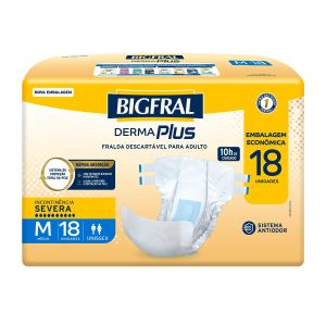Fralda Geriátrica Bigfral Plus Pacote Prático Tamanho Média Com 18 Unidades