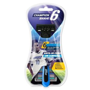 Aparelho De Barbear Champion Shave 6 Lâminas 1 Unidade Com 4 Cartuchos