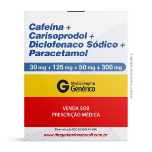 Cafeína com Carisoprodol com Diclofenaco Sódico e Paracetamol 30 Comprimidos Genérico Eurofarma