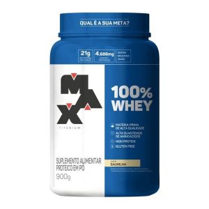 100% Whey Max Titanium Sabor Baunilha Com 900G