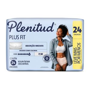 Roupa Íntima Descartável Feminina Plenitud Plus Fit P/M 24 unidades