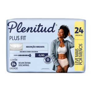Roupa Íntima Descartável Feminina Plenitud Plus Fit G/XG 24 unidades