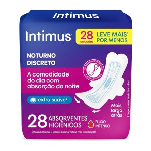 Absorvente Intimus Noturno Discreto Cobertura Suave Com Abas Com 28 Unidades
