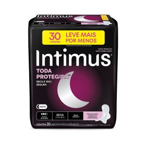 Absorvente Intimus Noturno Toda Protegida Cobertura Seca Com Abas 30 Unidades