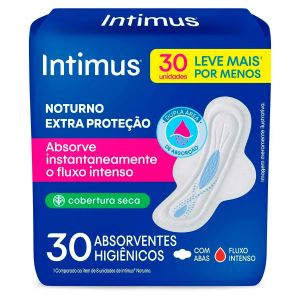 Absorvente Intimus Noturno Seca Com Abas 30 Unidades