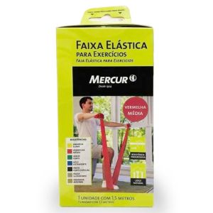 Faixa Elástica para Exercícios 1,5 Metros Vermelha Média Ref: BC1460-VM Mercur