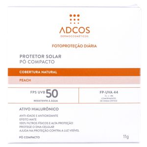 Pó Compacto Protetor Solar Cobertura Natural Peach Fps 50 ADCOS 11g