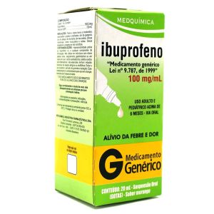 Ibuprofeno Gotas Sabor Morango 100mg/mL 20mL Genérico Medquímica