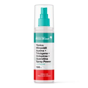 Tônico Minoxidil Auxina + Tricógena + Octopirox + Queratina Spray Power 100ml