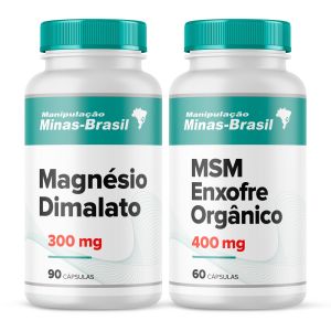 Kit Magnésio Dimalato 300mg 90 Cápsulas + Msm Enxofre Orgânico 400mg 60 Cápsulas