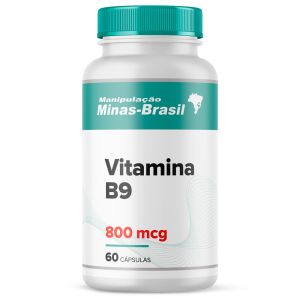 Vitamina B9 (Ácido Fólico) 800mcg 60 Cápsulas