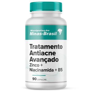 Tratamento Antiacne Avançado - Zinco + Niacinamida + B5 90 Cápsulas
