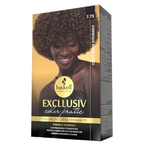 Coloração Excllusiv Color Pratic 7.73 Chocolate Dourado Haskell