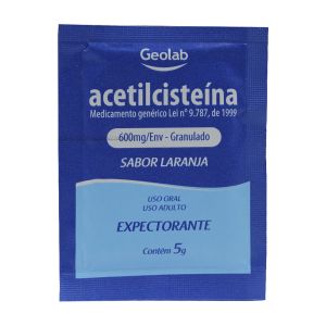 Acetilcisteína 600mg Sabor Laranja com 1 Envelope 5g Genérico Geolab