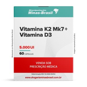 Vitamina K2 Mk7 100mcg + Vitamina D3 5000ui 60 Cápsulas