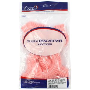 Touca Descartável Não Tecido Rosa com 5 Unidades Santa Clara